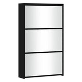 NNEVL Shoe Cabinet with Mirror 3-Layer Black 63x17x102.5 cm