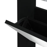 NNEVL Shoe Cabinet with Mirror 3-Layer Black 63x17x102.5 cm