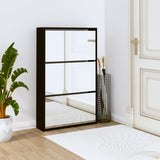 NNEVL Shoe Cabinet with Mirror 3-Layer Black 63x17x102.5 cm