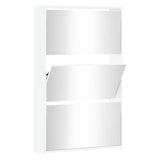 NNEVL Shoe Cabinet with Mirror 3-Layer High Gloss White 63x17x102.5 cm