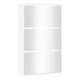 NNEVL Shoe Cabinet with Mirror 3-Layer High Gloss White 63x17x102.5 cm
