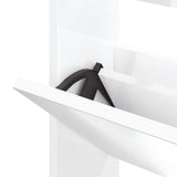 NNEVL Shoe Cabinet with Mirror 3-Layer High Gloss White 63x17x102.5 cm