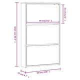 NNEVL Shoe Cabinet with Mirror 3-Layer High Gloss White 63x17x102.5 cm