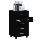 NNEVL Drawer Cabinet with Castors Black Engineered Wood