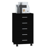 NNEVL Drawer Cabinet with Castors Black Engineered Wood