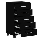 NNEVL Drawer Cabinet with Castors Black Engineered Wood