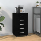 NNEVL Drawer Cabinet with Castors Black Engineered Wood