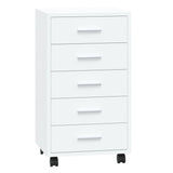 NNEVL Drawer Cabinet with Castors High Gloss White Engineered Wood