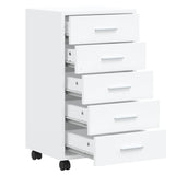 NNEVL Drawer Cabinet with Castors High Gloss White Engineered Wood