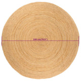 NNEVL Area Rug Braided Jute 180 cm Round