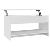 NNEVL Coffee Table High Gloss White 102x50x52.5 cm Engineered Wood