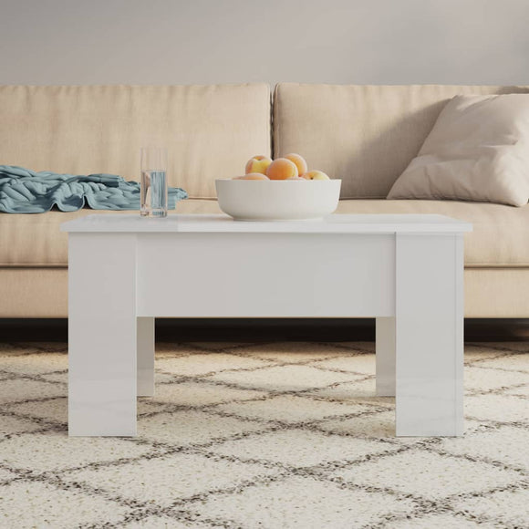 NNEVL Coffee Table High Gloss White 79x49x41 cm Engineered Wood