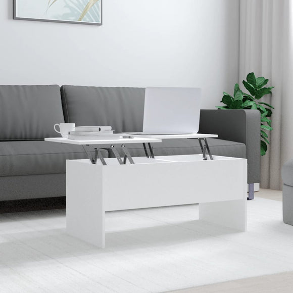 NNEVL Coffee Table White 102x50.5x46.5 cm Engineered Wood