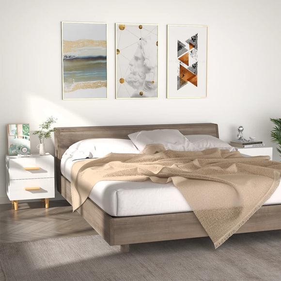 NNEVL Bed Cabinets 2 pcs High Gloss White 40x35x47.5 cm