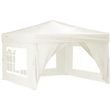 NNEVL Folding Party Tent with Sidewalls Cream 3x3 m