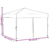 NNEVL Folding Party Tent with Sidewalls Cream 3x3 m