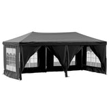 NNEVL Folding Party Tent with Sidewalls Black 3x6 m