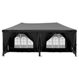 NNEVL Folding Party Tent with Sidewalls Black 3x6 m