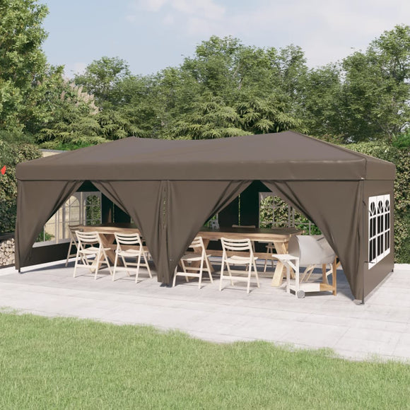 NNEVL Folding Party Tent with Sidewalls Taupe 3x6 m