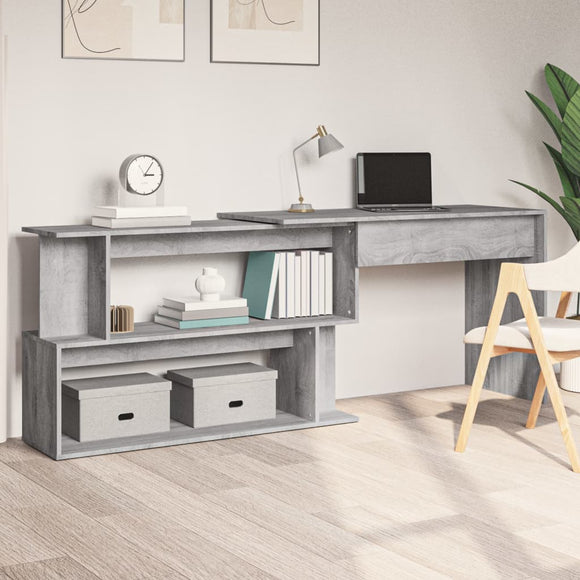 NNEVL Corner Desk Grey Sonoma 200x50x76 cm Engineered Wood