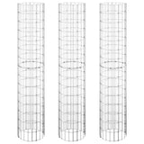 NNEVL Circular Gabion Raised Beds 3 pcs Galvanised Steel Ø30x150 cm