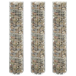 NNEVL Circular Gabion Raised Beds 3 pcs Galvanised Steel Ø30x150 cm