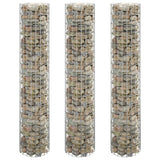 NNEVL Circular Gabion Raised Beds 3 pcs Galvanised Steel Ø30x150 cm