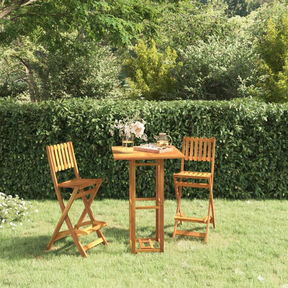 NNEVL 3 Piece Outdoor Bar Set Solid Wood Acacia