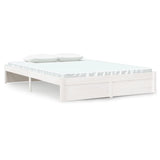NNEVL Bed Frame without Mattress White Solid Wood 135x190 cm