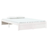 NNEVL Bed Frame without Mattress White Solid Wood 135x190 cm