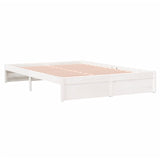 NNEVL Bed Frame without Mattress White Solid Wood 135x190 cm