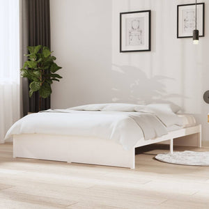 NNEVL Bed Frame without Mattress White Solid Wood 135x190 cm