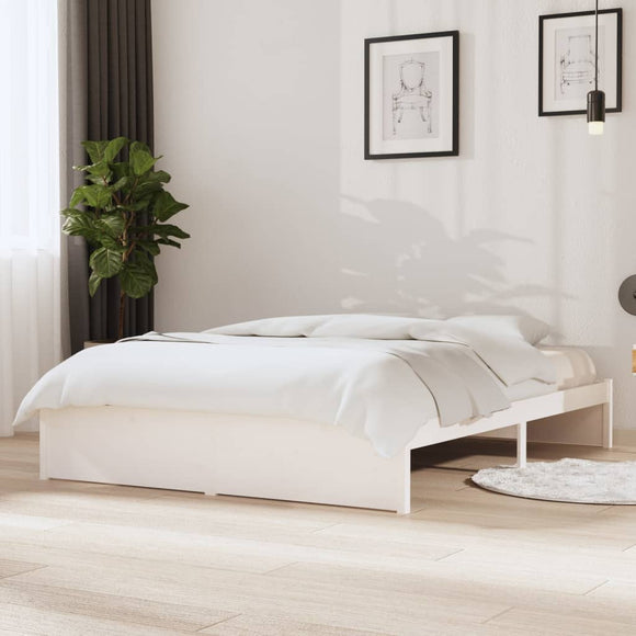 NNEVL Bed Frame without Mattress White Solid Wood 135x190 cm