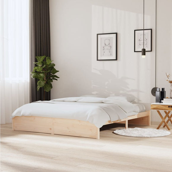 NNEVL Bed Frame without Mattress Solid Wood 183x203 cm King