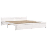 NNEVL Bed Frame without Mattress White Solid Wood 183x203 cm King