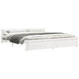 NNEVL Bed Frame without Mattress White Solid Wood 183x203 cm King