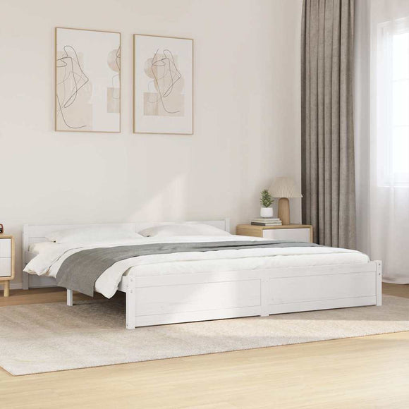 NNEVL Bed Frame without Mattress White Solid Wood 183x203 cm King