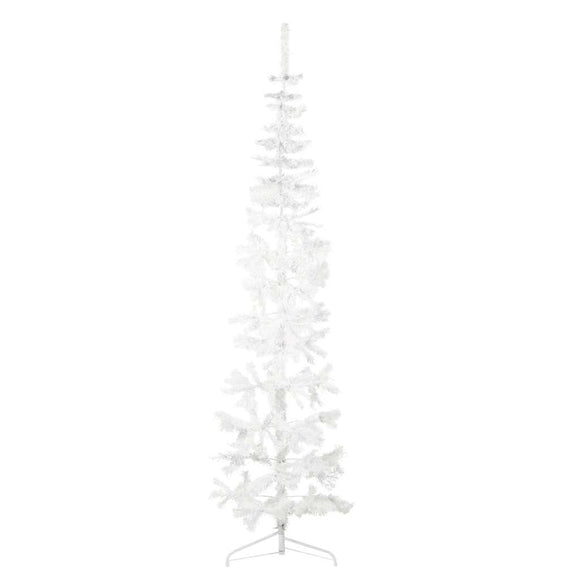 NNEVL Slim Artificial Half Christmas Tree with Stand White 240 cm