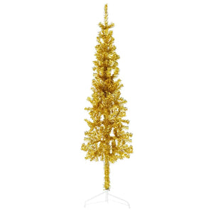 NNEVL Slim Artificial Half Christmas Tree with Stand Gold 150 cm
