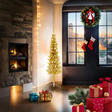 NNEVL Slim Artificial Half Christmas Tree with Stand Gold 150 cm