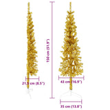NNEVL Slim Artificial Half Christmas Tree with Stand Gold 150 cm