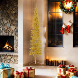 NNEVL Slim Artificial Half Christmas Tree with Stand Gold 180 cm