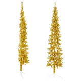 NNEVL Slim Artificial Half Christmas Tree with Stand Gold 180 cm