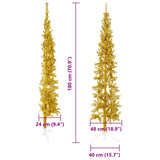 NNEVL Slim Artificial Half Christmas Tree with Stand Gold 180 cm