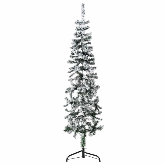 NNEVL Slim Artificial Half Christmas Tree with Flocked Snow 150 cm