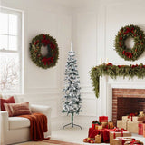 NNEVL Slim Artificial Half Christmas Tree with Flocked Snow 150 cm