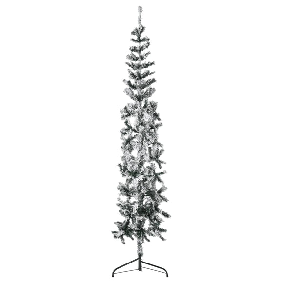 NNEVL Slim Artificial Half Christmas Tree with Flocked Snow 210 cm