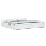 NNEVL Bed Frame with Drawers White 183x203 cm King Size