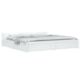 NNEVL Bed Frame with Drawers White 183x203 cm King Size