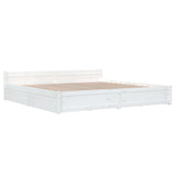 NNEVL Bed Frame with Drawers White 183x203 cm King Size